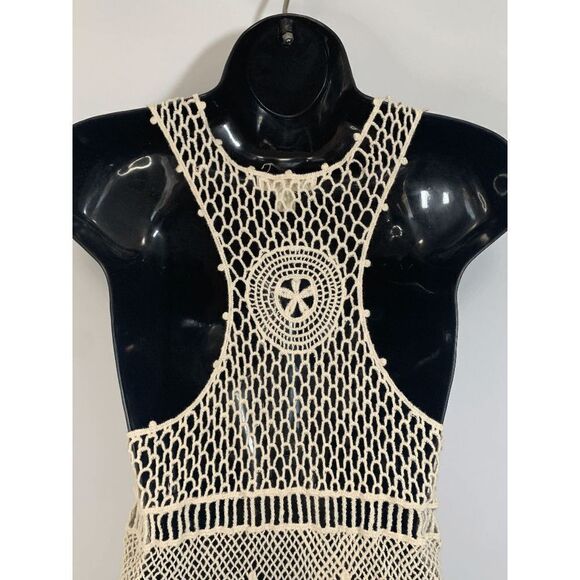 It's Our Time Womens Cream Crochet Flower Shirt Cover Up Small - Picture 7 of 9